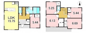 一宮市馬見塚、新築一戸建ての間取り画像です
