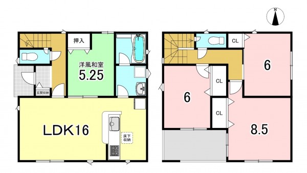 一宮市定水寺、新築一戸建ての間取り画像です