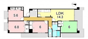 一宮市浅井町江森、マンションの間取り画像です