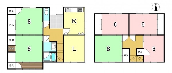 一宮市開明、中古一戸建ての間取り画像です