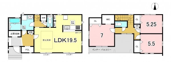 一宮市光明寺、新築一戸建ての間取り画像です