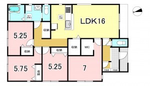一宮市明地、新築一戸建ての間取り画像です