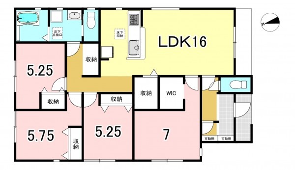 一宮市明地、新築一戸建ての間取り画像です