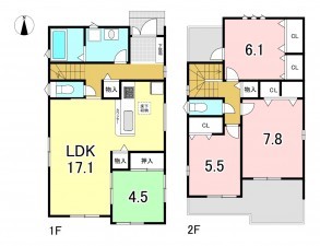 一宮市大和町毛受、新築一戸建ての間取り画像です