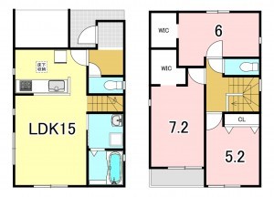 一宮市馬見塚、新築一戸建ての間取り画像です
