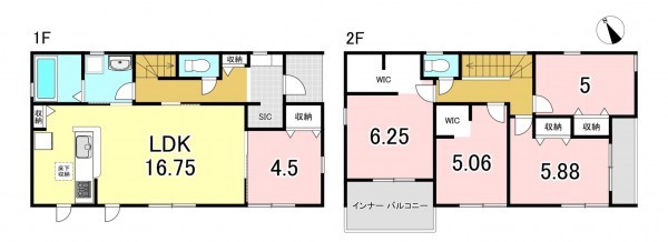 一宮市木曽川町玉ノ井、新築一戸建ての間取り画像です