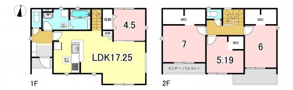 一宮市冨田、新築一戸建ての間取り画像です