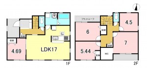 一宮市冨田、新築一戸建ての間取り画像です