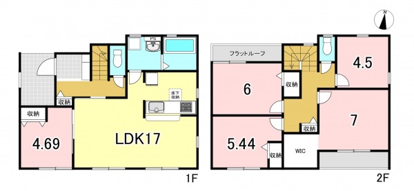 一宮市冨田、新築一戸建ての間取り画像です