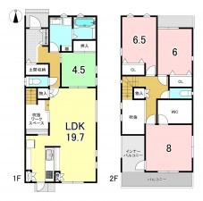 一宮市馬見塚、新築一戸建ての間取り画像です
