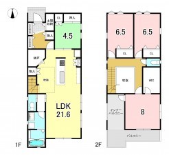 一宮市馬見塚、新築一戸建ての間取り画像です