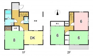 一宮市浅井町小日比野、中古一戸建ての間取り画像です