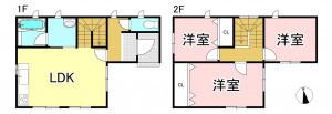 一宮市あずら、新築一戸建ての間取り画像です