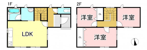 一宮市あずら、新築一戸建ての間取り画像です