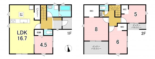 一宮市浅井町前野、新築一戸建ての間取り画像です