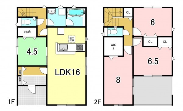 一宮市今伊勢町馬寄、新築一戸建ての間取り画像です