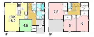 一宮市今伊勢町馬寄、新築一戸建ての間取り画像です
