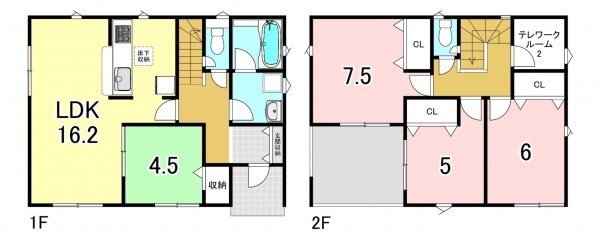 一宮市今伊勢町馬寄、新築一戸建ての間取り画像です