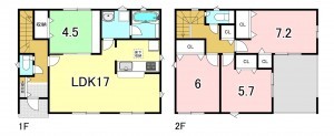 一宮市今伊勢町馬寄、新築一戸建ての間取り画像です