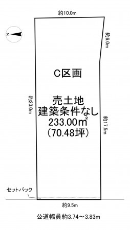 一宮市萩原町富田方、土地の間取り画像です
