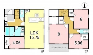 一宮市今伊勢町馬寄、新築一戸建ての間取り画像です