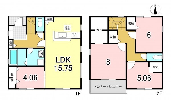 一宮市今伊勢町馬寄、新築一戸建ての間取り画像です