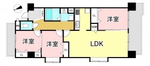 一宮市長島町、マンションの間取り画像です