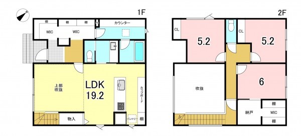 一宮市木曽川町玉ノ井、中古一戸建ての間取り画像です