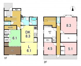 一宮市東五城、中古一戸建ての間取り画像です