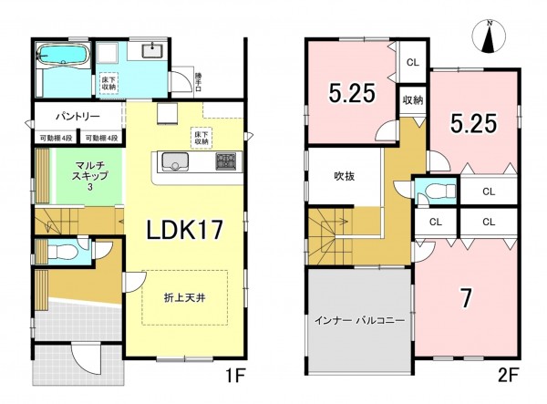 一宮市祐久、新築一戸建ての間取り画像です