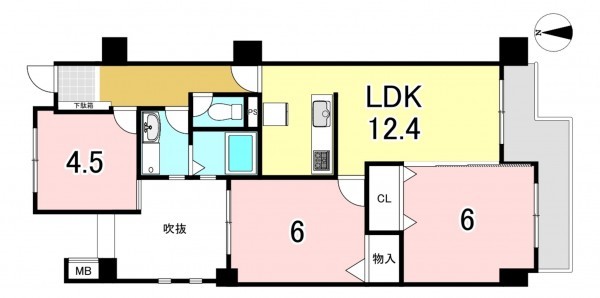 一宮市柳戸町、マンションの間取り画像です