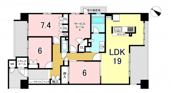 一宮市今伊勢町本神戸、マンションの間取り画像です