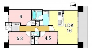 一宮市奥町、マンションの間取り画像です
