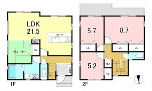 一宮市木曽川町門間、新築一戸建ての間取り画像です