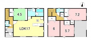 一宮市今伊勢町馬寄、新築一戸建ての間取り画像です