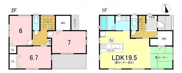 一宮市貴船町、新築一戸建ての間取り画像です