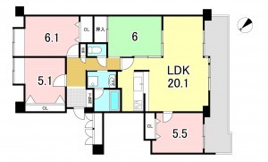 一宮市苅安賀、マンションの間取り画像です