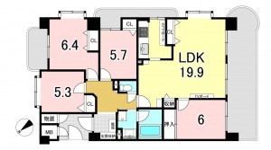 一宮市枠杁町、マンションの間取り画像です