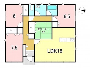 一宮市大和町南高井、新築一戸建ての間取り画像です
