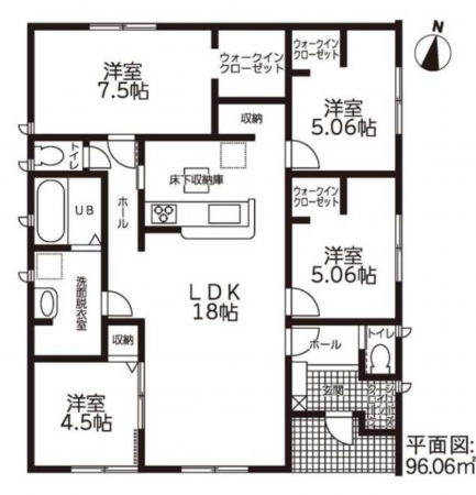 一宮市明地、新築一戸建ての間取り画像です