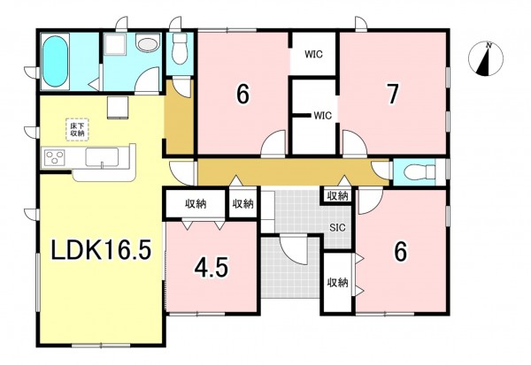 一宮市明地、新築一戸建ての間取り画像です