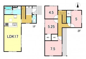 一宮市木曽川町門間、新築一戸建ての間取り画像です