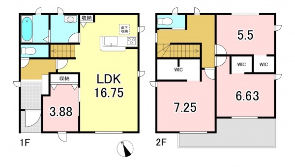 一宮市乾町、新築一戸建ての間取り画像です