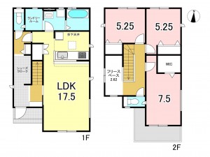 一宮市篭屋、新築一戸建ての間取り画像です