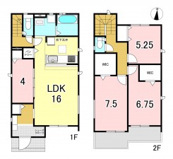 一宮市篭屋、新築一戸建ての間取り画像です