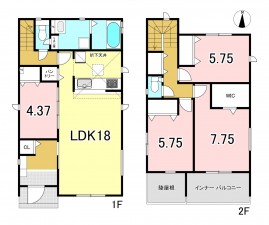 一宮市篭屋、新築一戸建ての間取り画像です