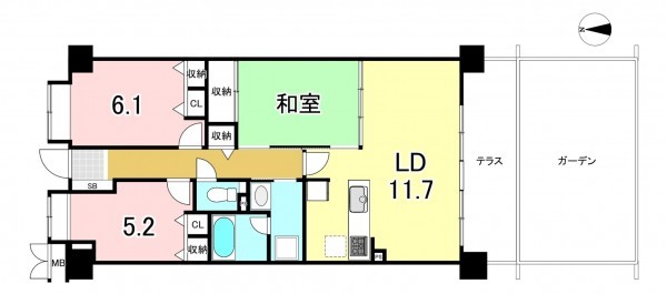 一宮市八幡、マンションの間取り画像です