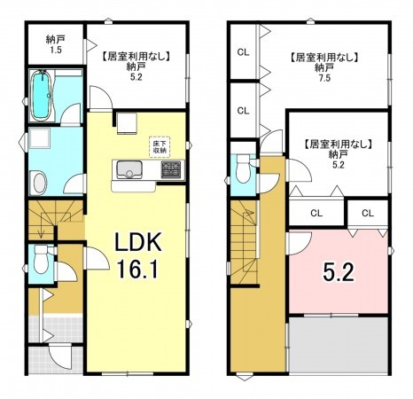 一宮市多加木、新築一戸建ての間取り画像です