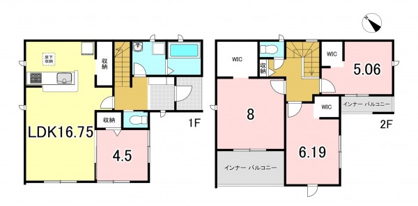 一宮市木曽川町玉ノ井、新築一戸建ての間取り画像です