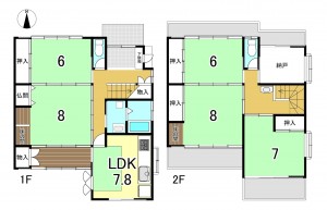 一宮市開明、中古一戸建ての間取り画像です